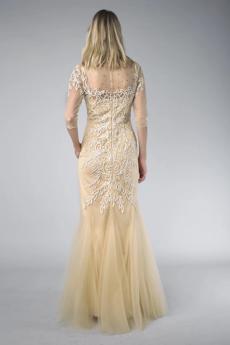 Embroidered Tulle Mermaid Gown